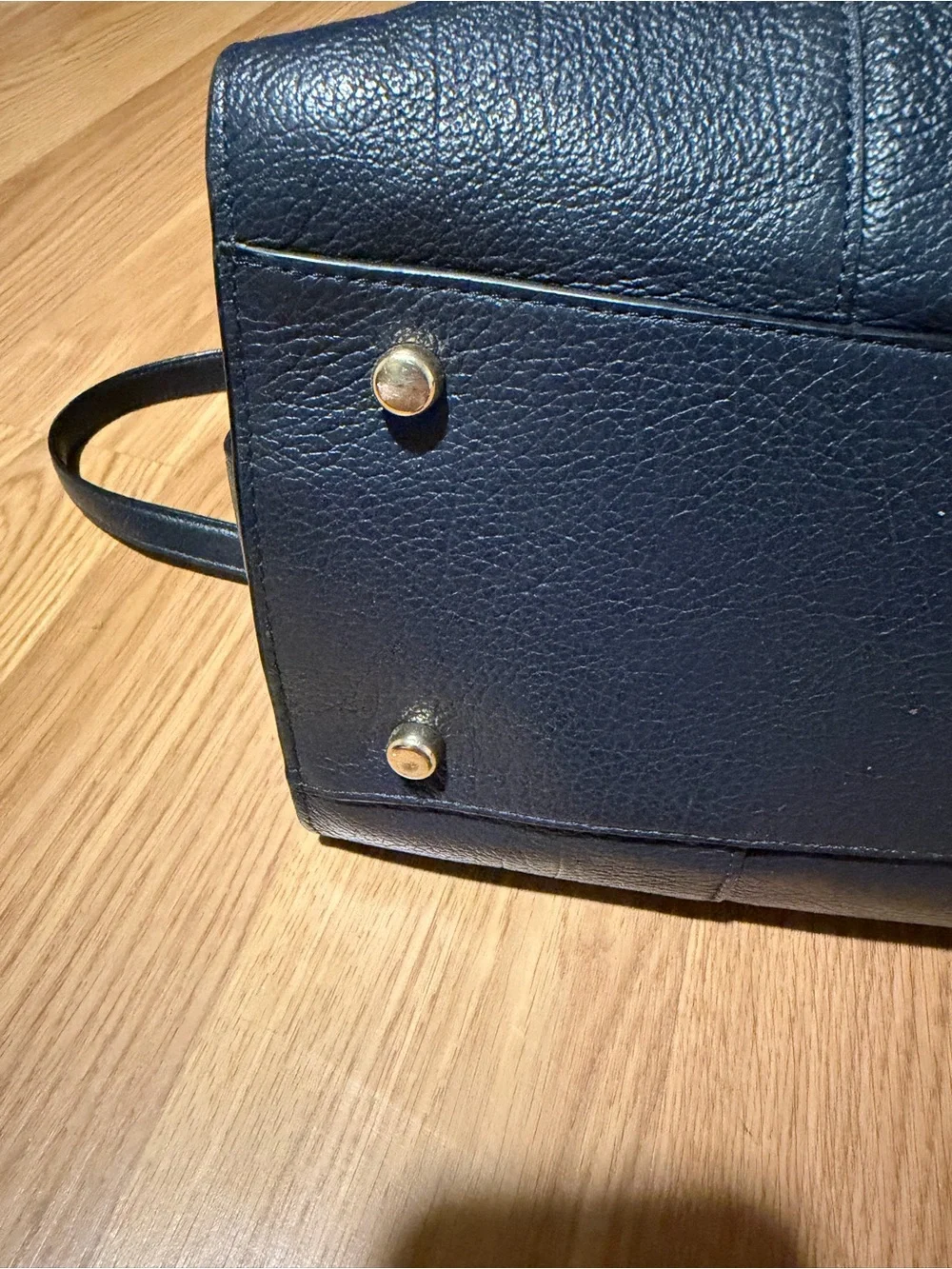 Coach Navy Pebbled Leather Satchel with Convertible Strap